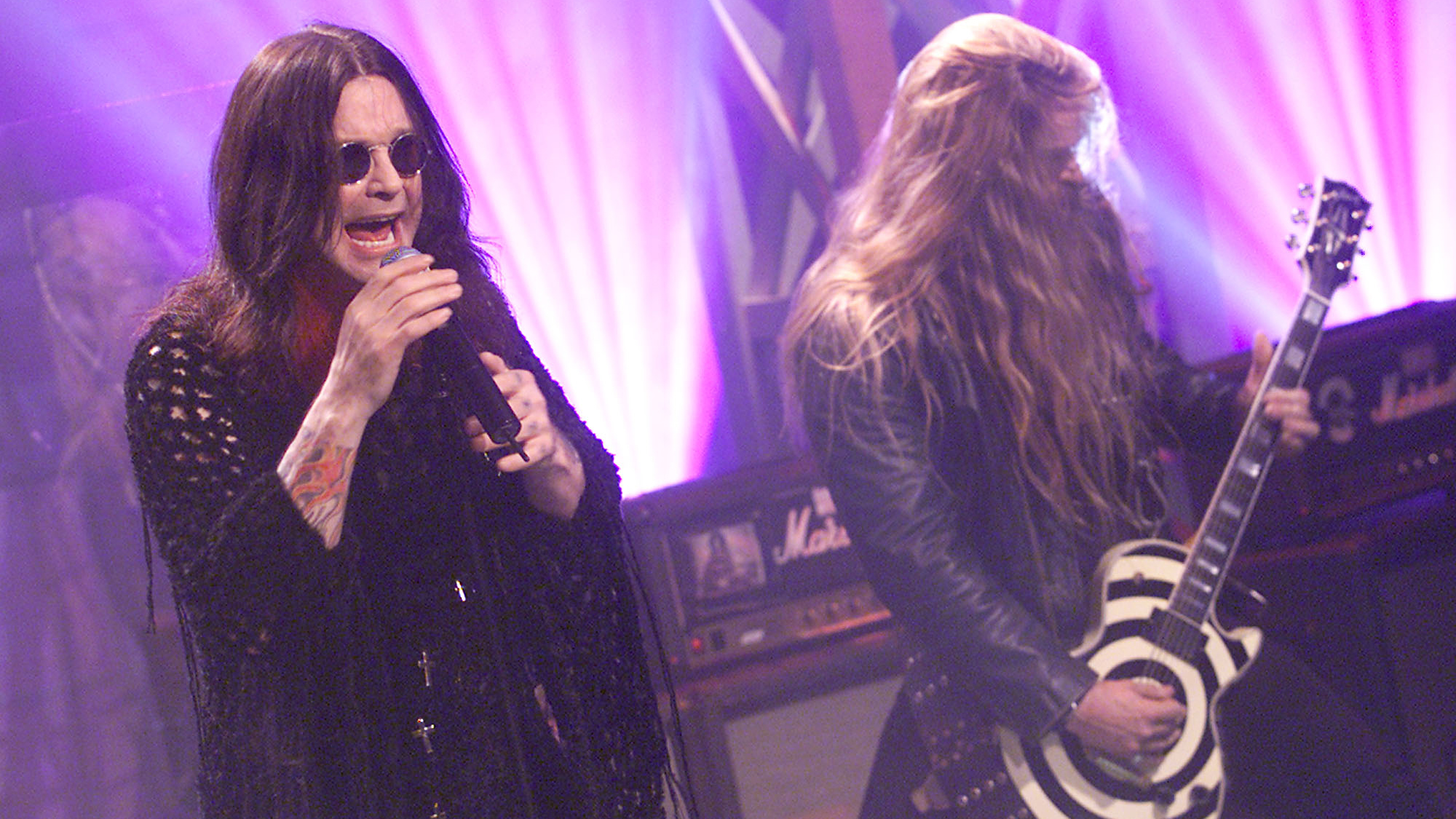 Ozzy Osbourne and Zakk Wylde at "The Tonight Show with Jay Leno" at the NBC Studios in Los Angeles, Ca. October 12, 2001